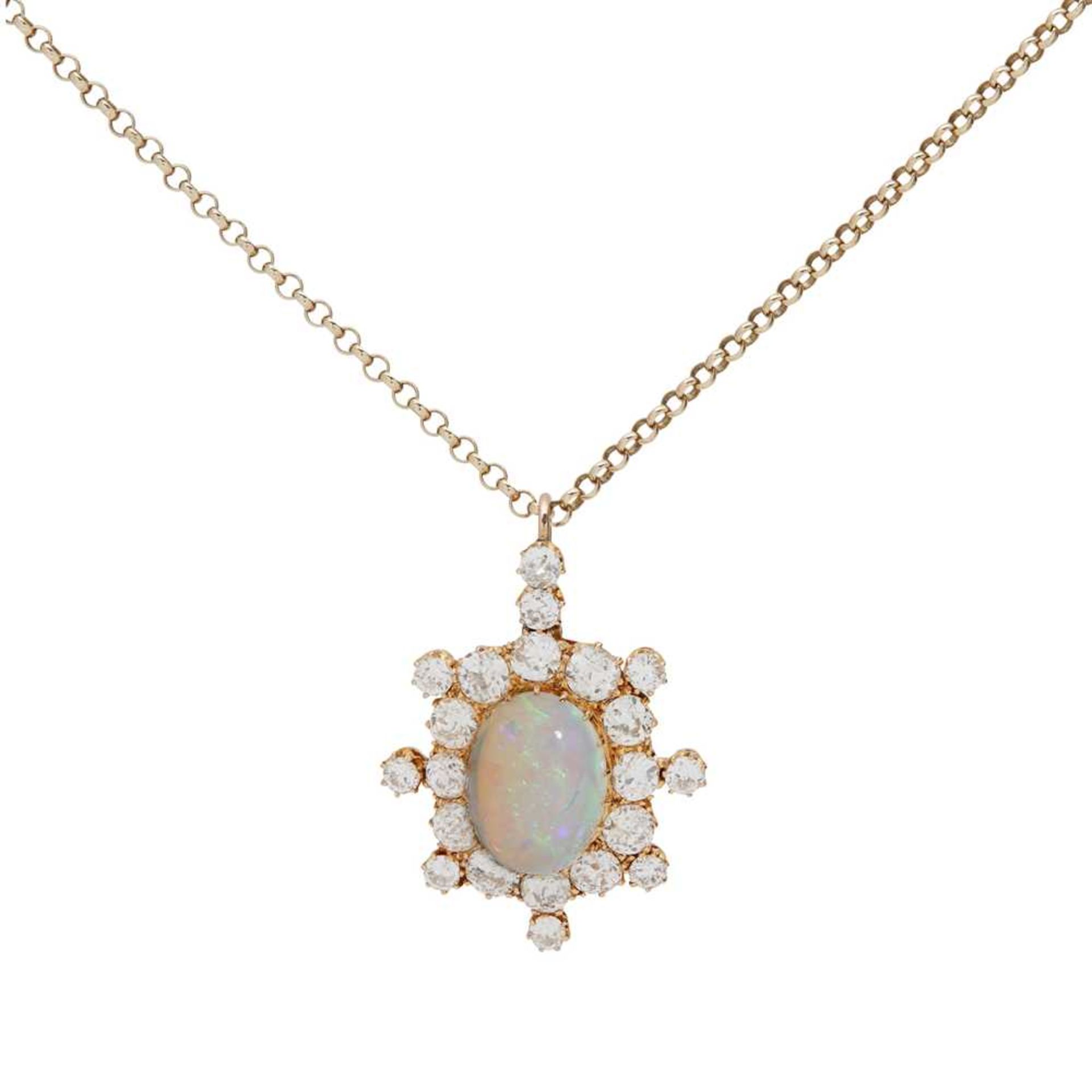 An opal and diamond pendant necklace