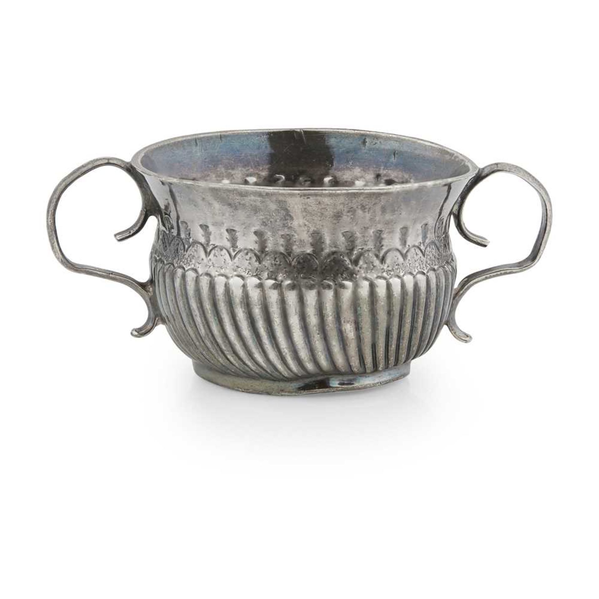 A rare early 18th century Brittania standard miniature porringer