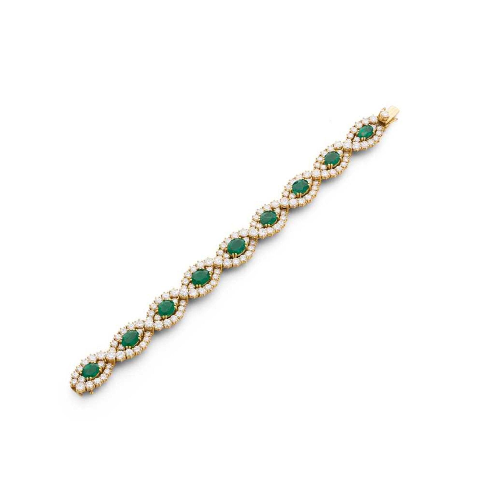 An emerald and diamond bracelet