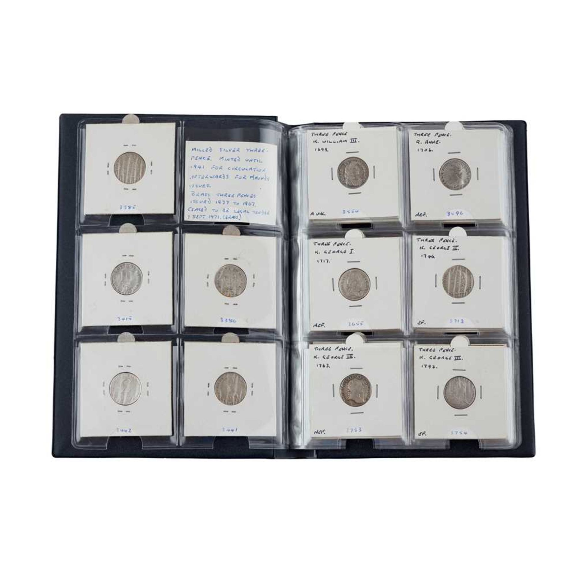 A collection of silver three pence coins - Image 5 of 7