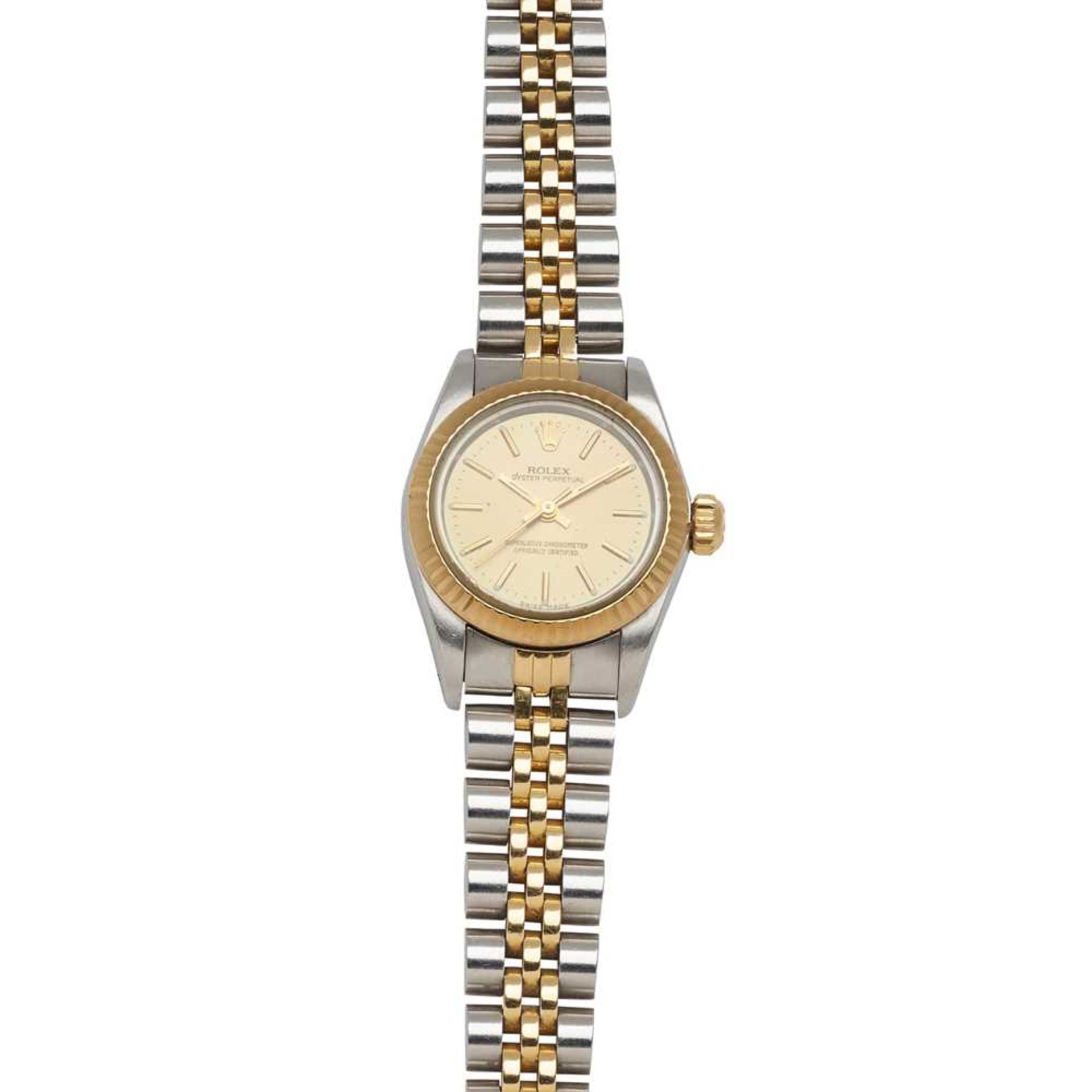 Rolex: a stainless steel bi-colour wrist watch