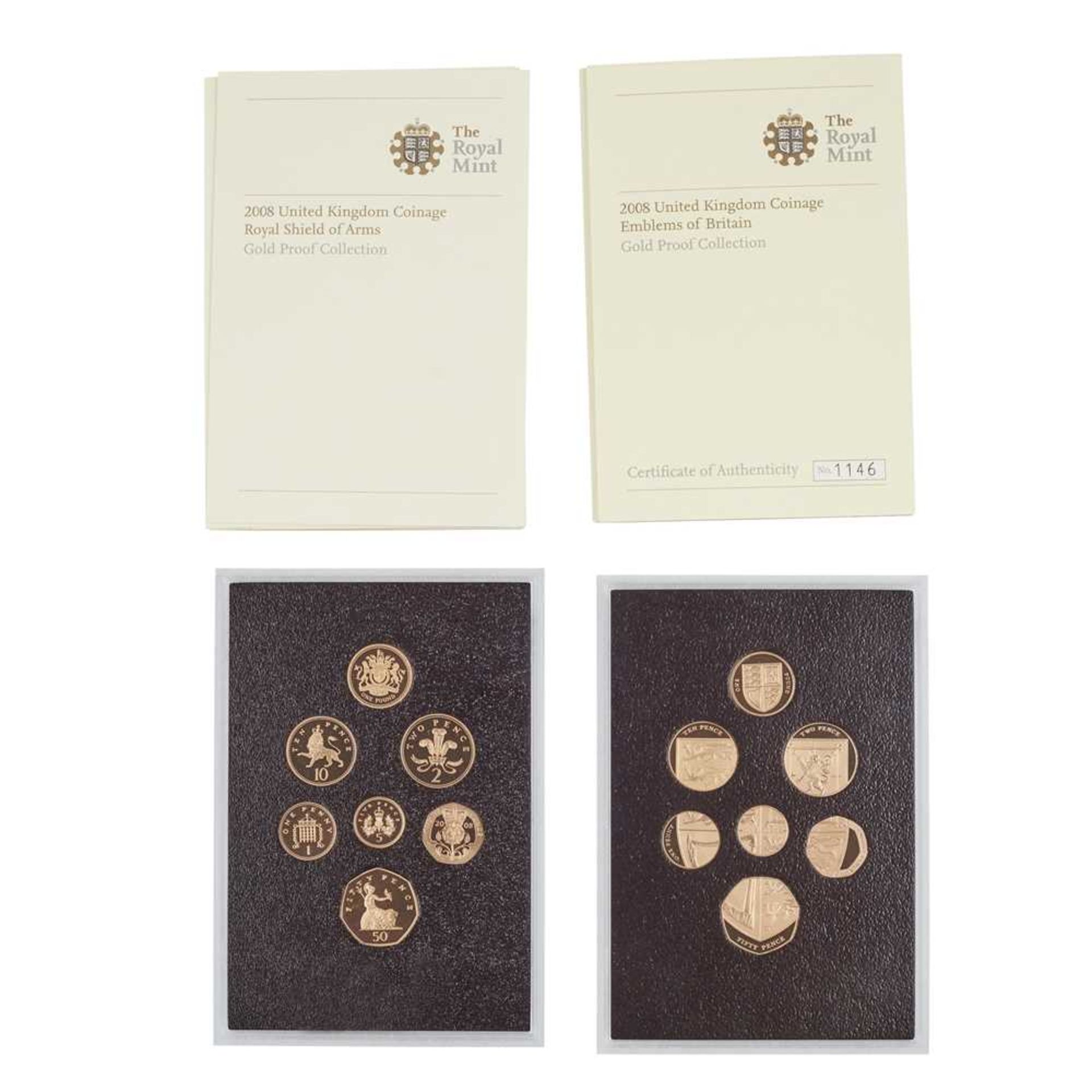 A 2008 Emblems of Britain and Royal Shield of Arms fourteen coin gold proof set