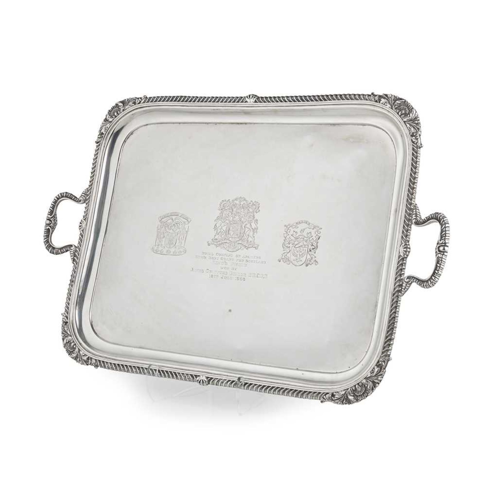 A large twin handled presentation tray, Royal Company of Archers