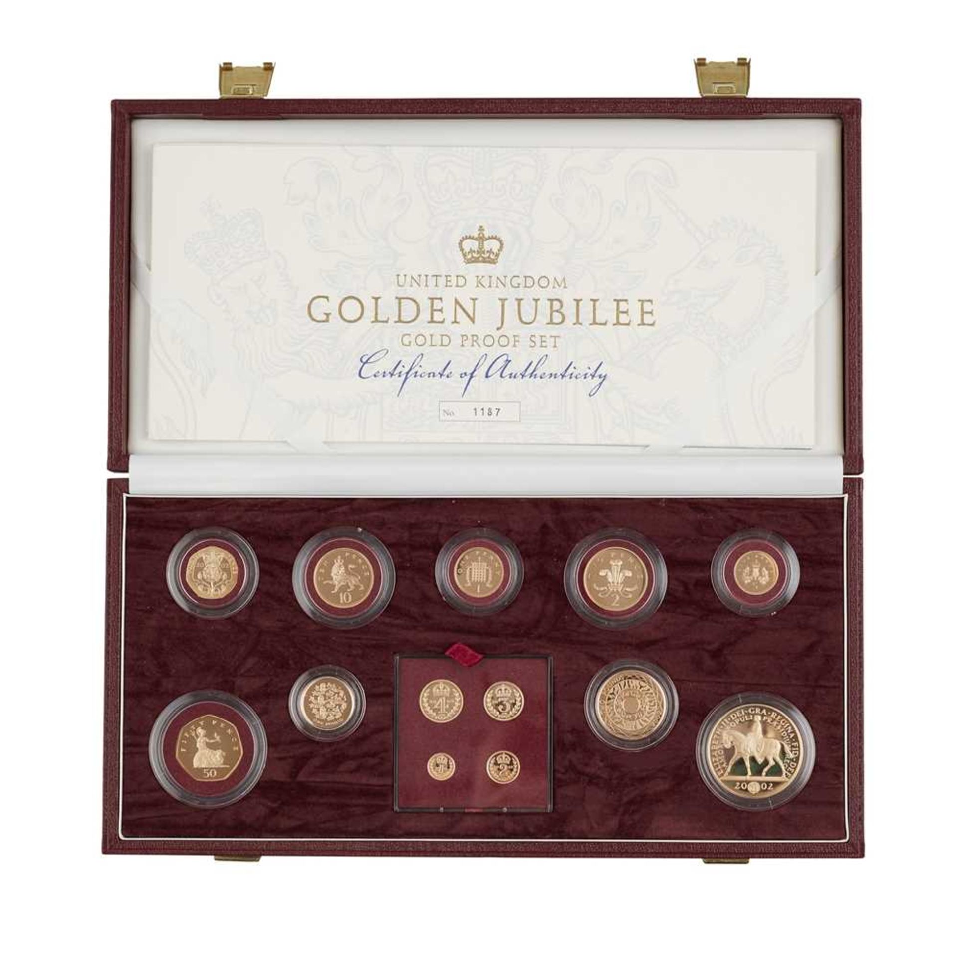 A 2002 Golden Jubilee thirteen coin gold proof set