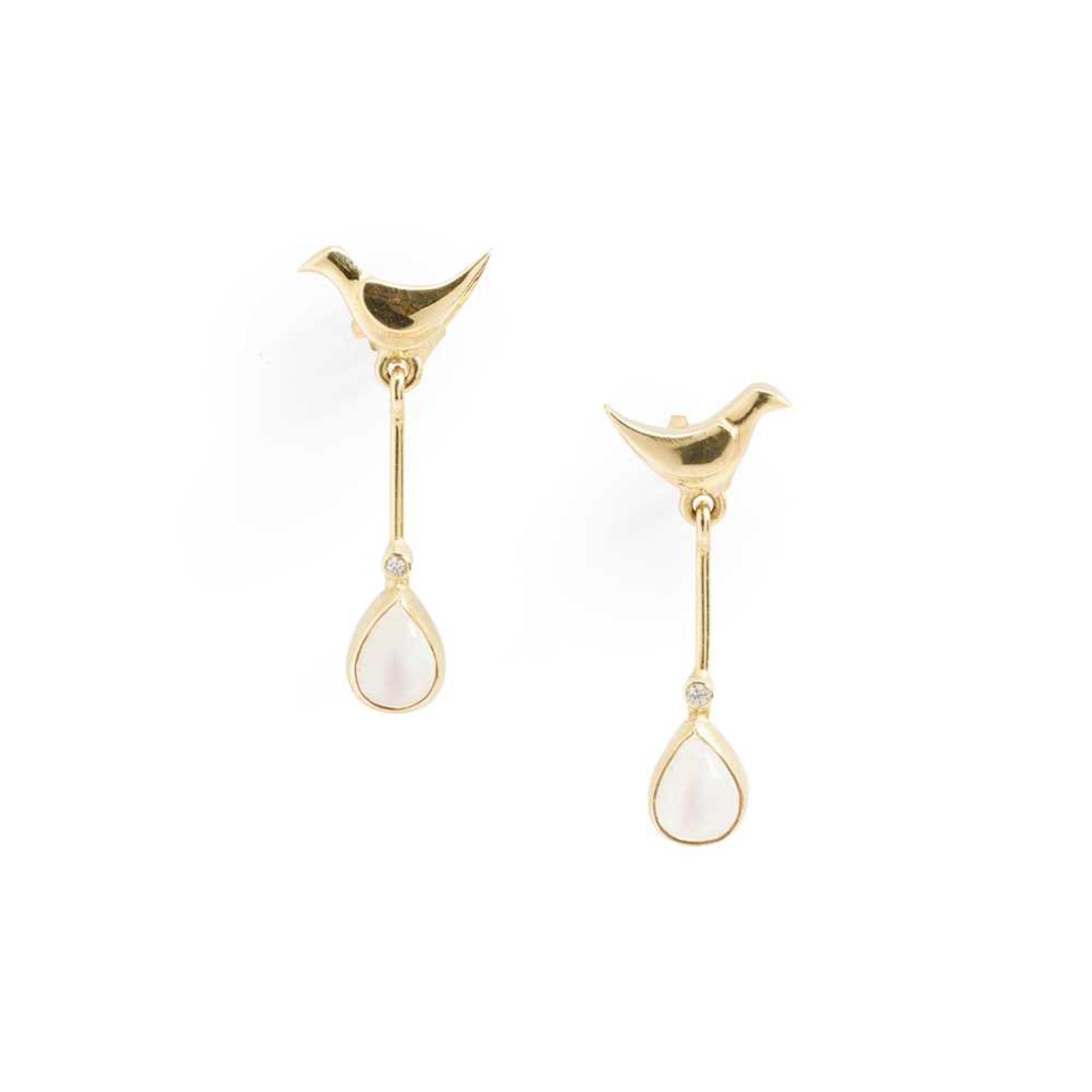 A pair of moonstone earrings, by Graham Stewart