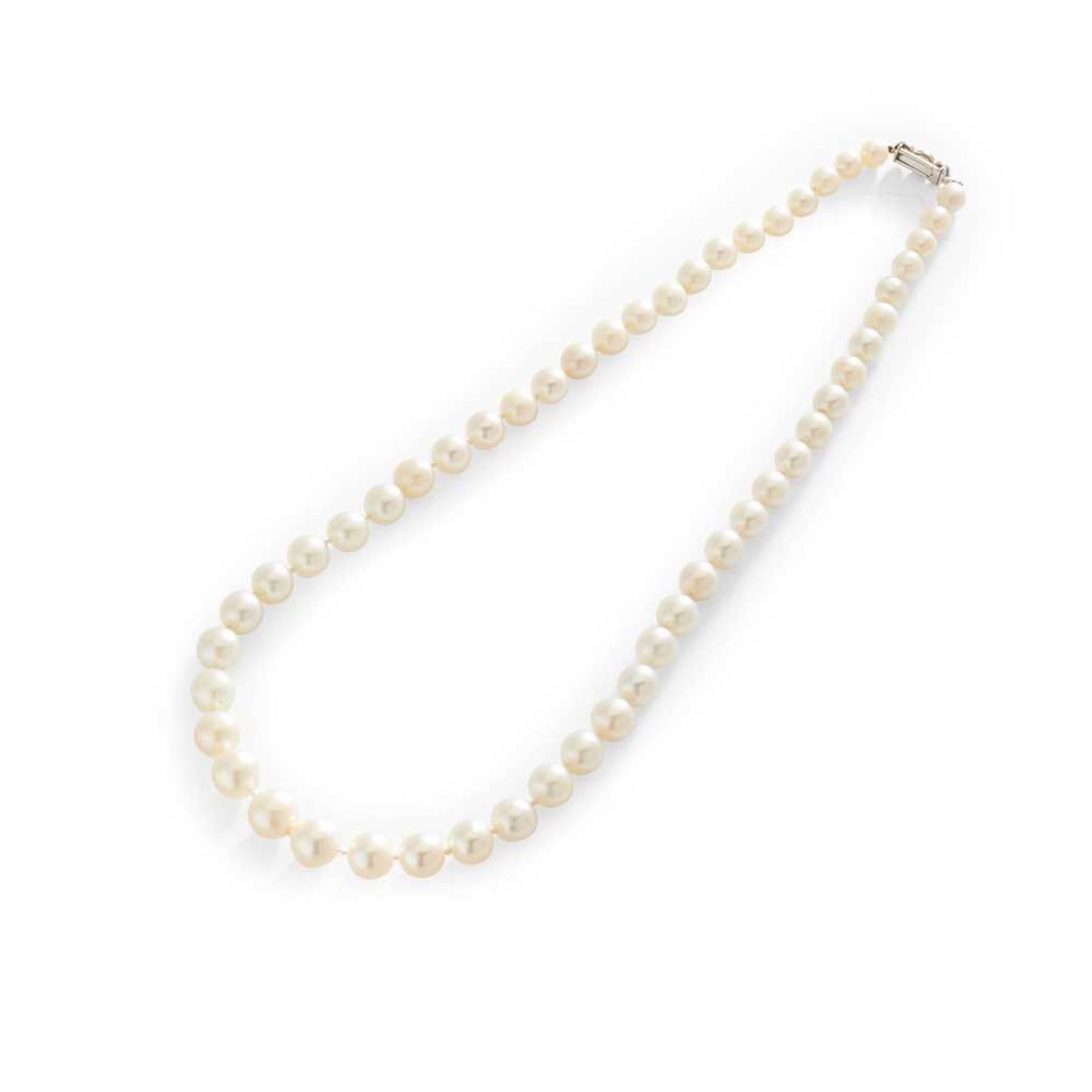 A cultured pearl and diamond necklace