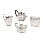 An early 19th century matched four piece tea service