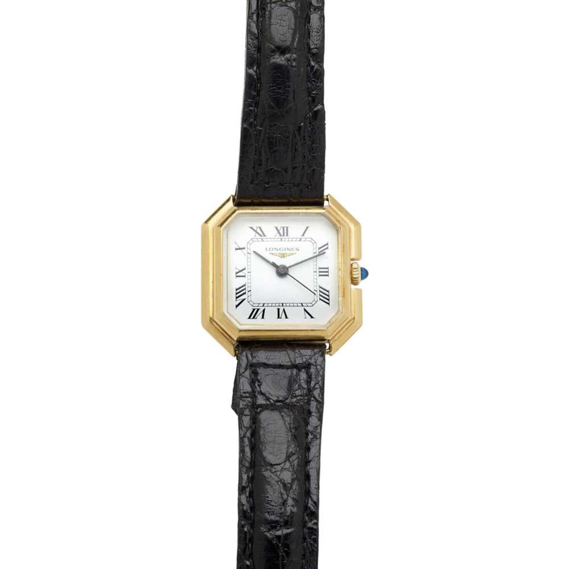 Longines: an octagonal-cased wrist watch