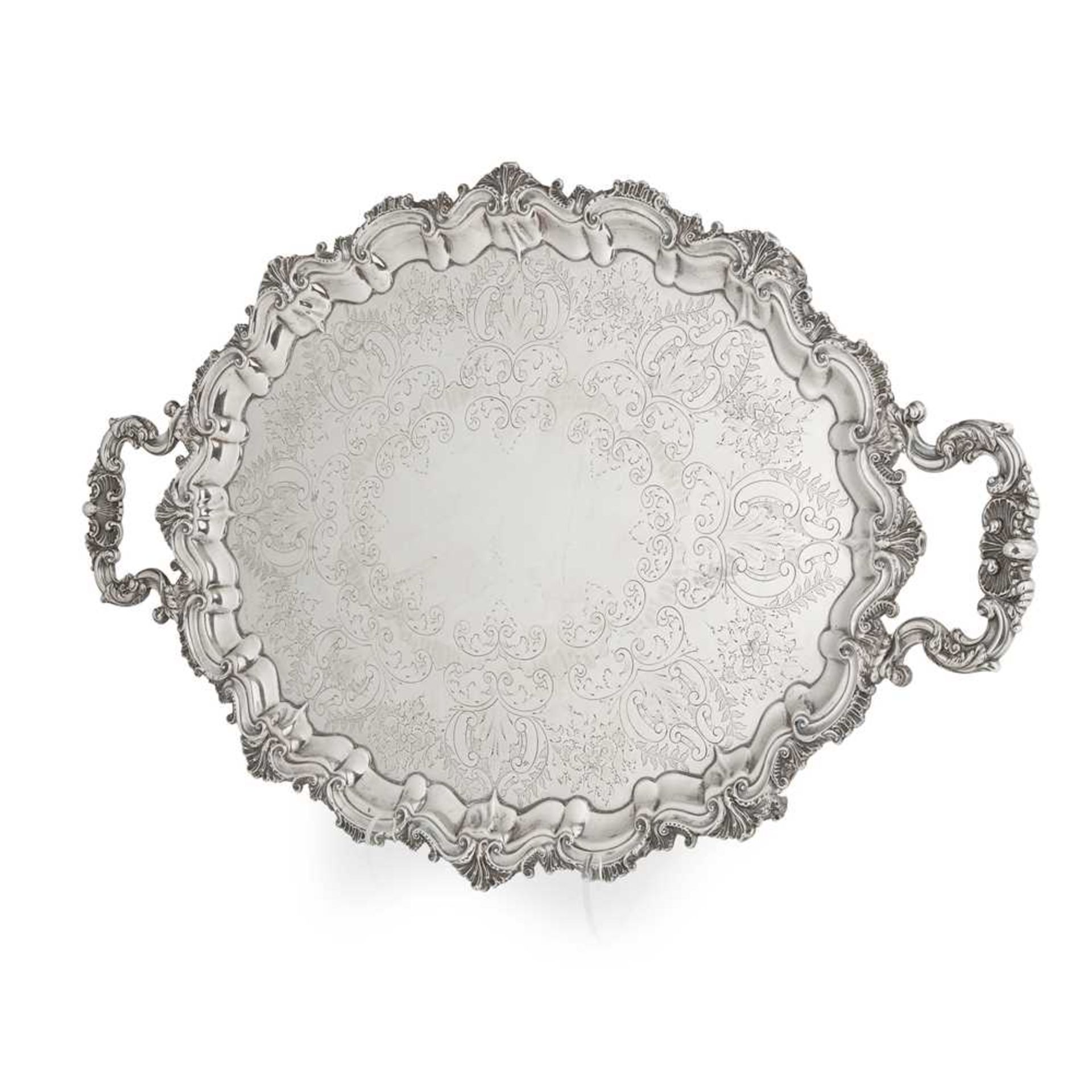 An Edwardian twin handled tray