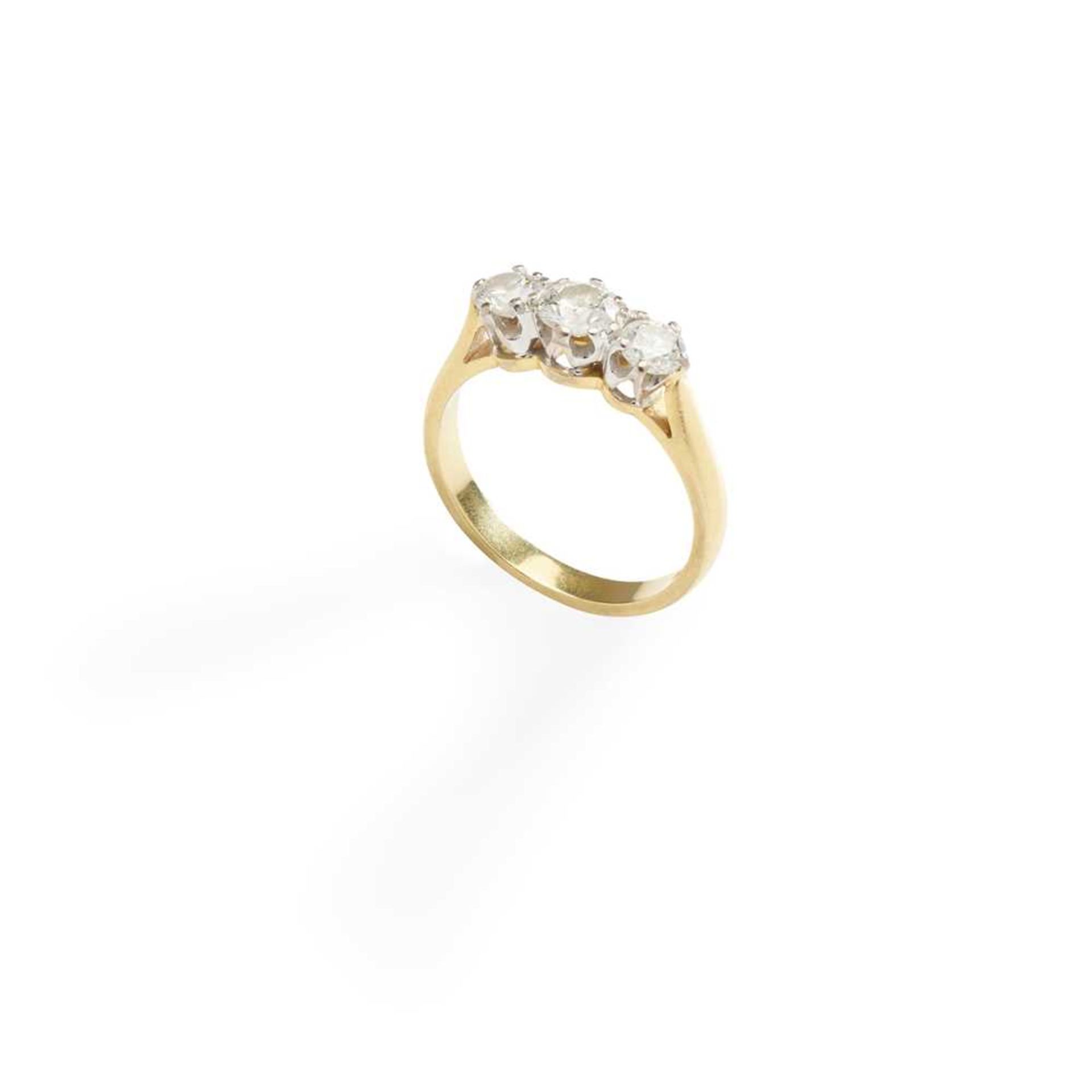 A three-stone diamond ring