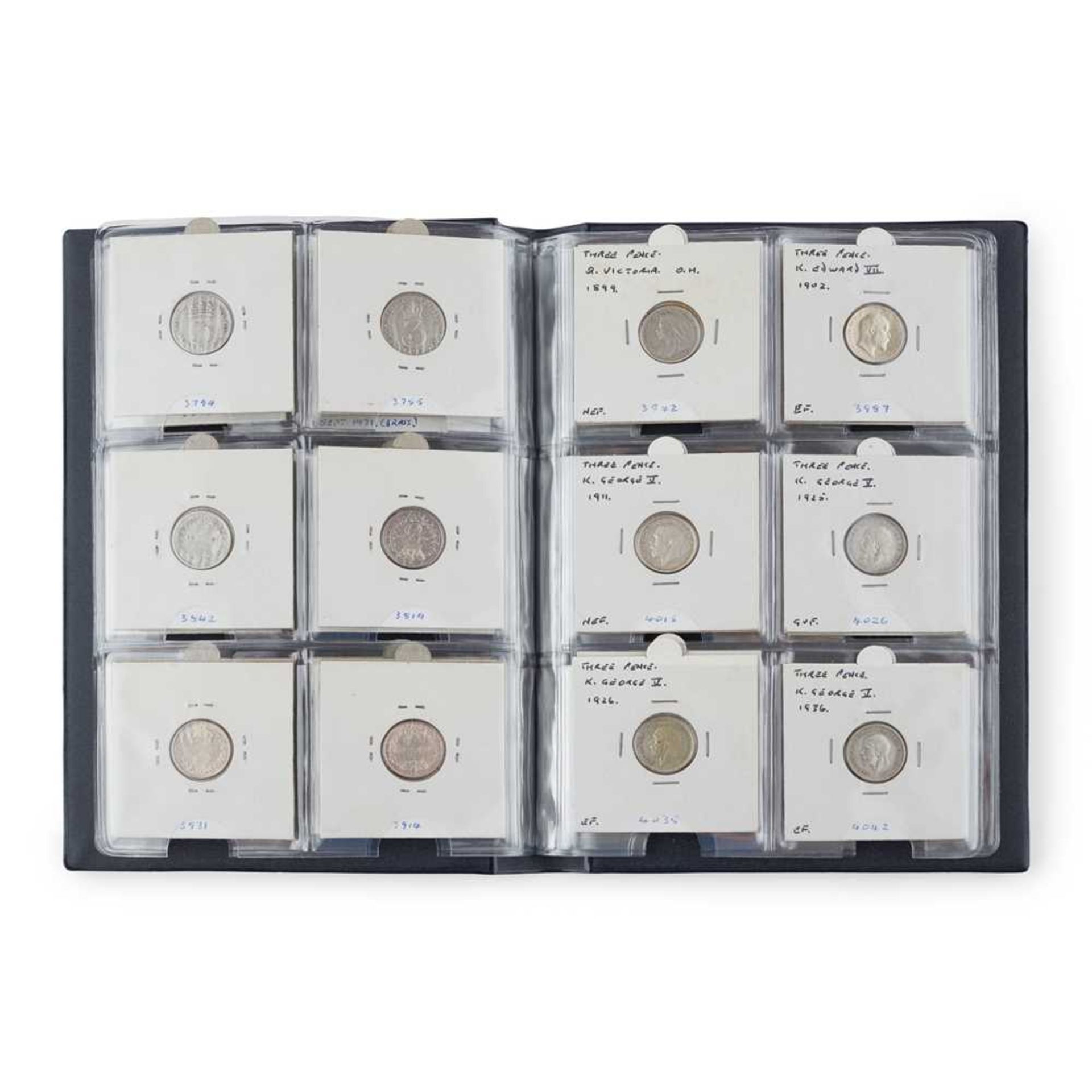 A collection of silver three pence coins - Image 4 of 7