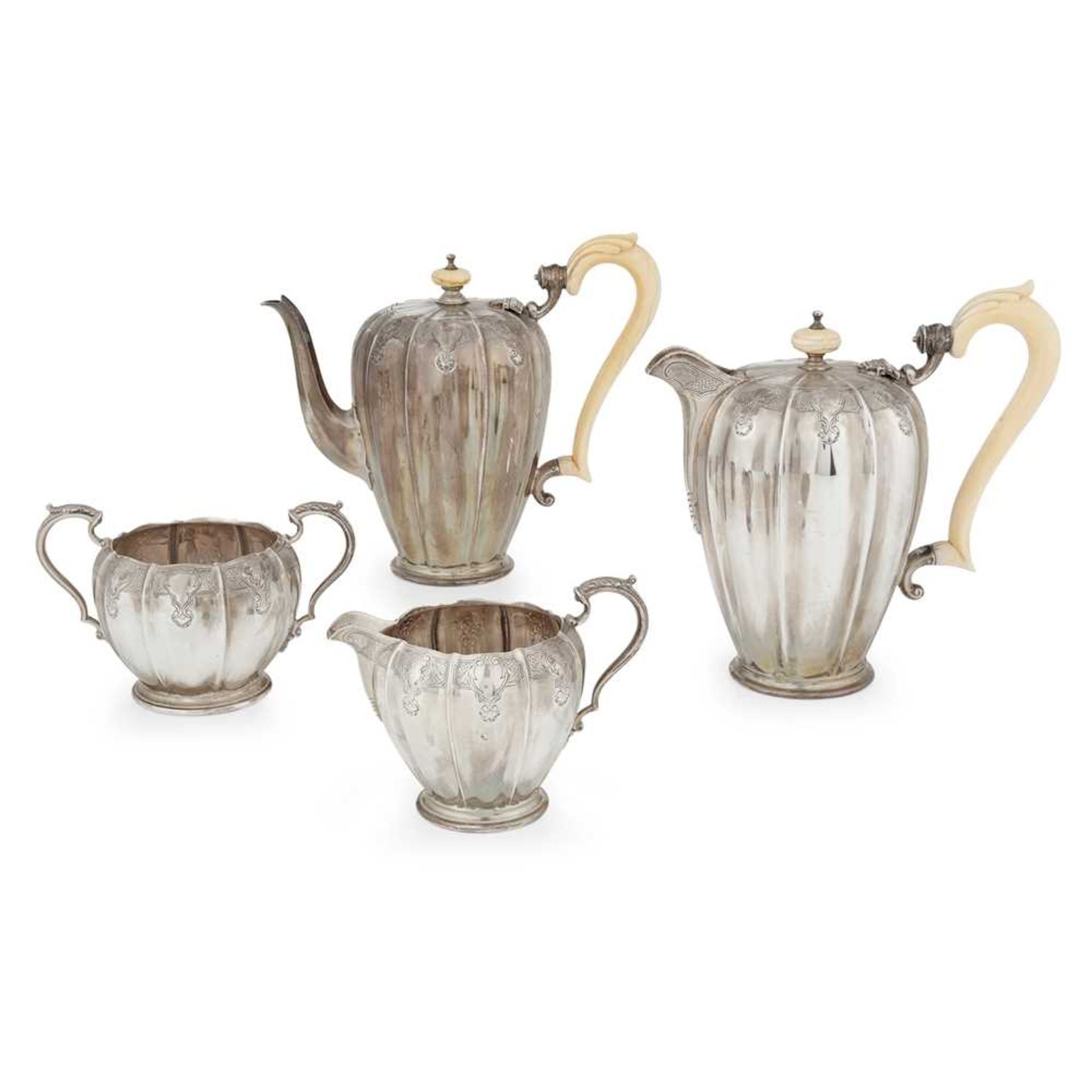 A matched four piece coffee service