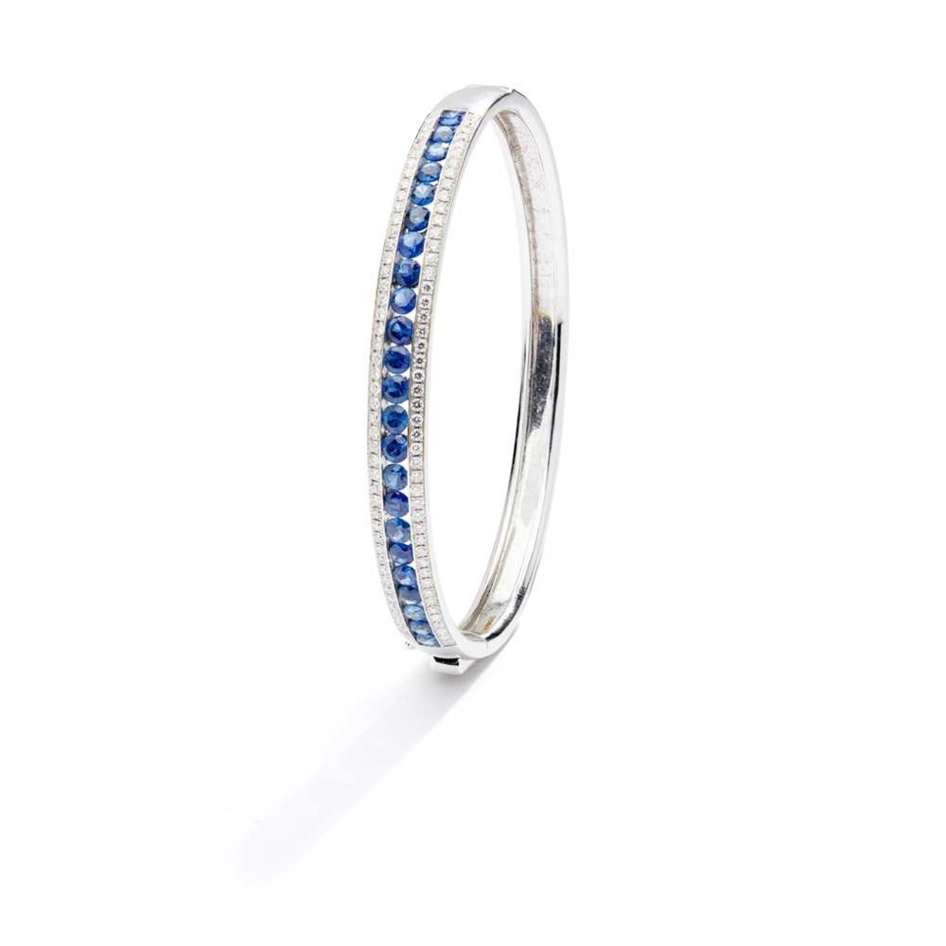 A sapphire and diamond bangle, by Mappin & Webb - Image 2 of 2