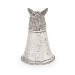 A 1920s wolf head stirrup cup