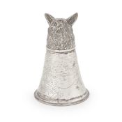 A 1920s wolf head stirrup cup