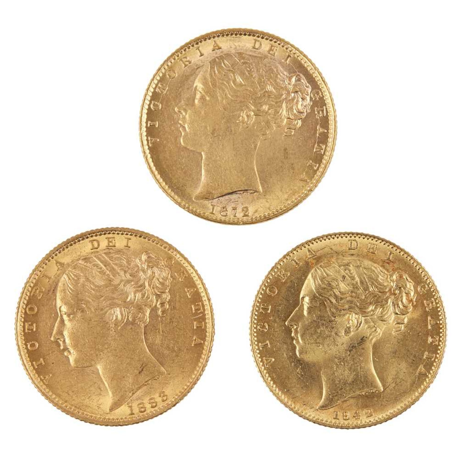 A group of three Victorian sovereigns