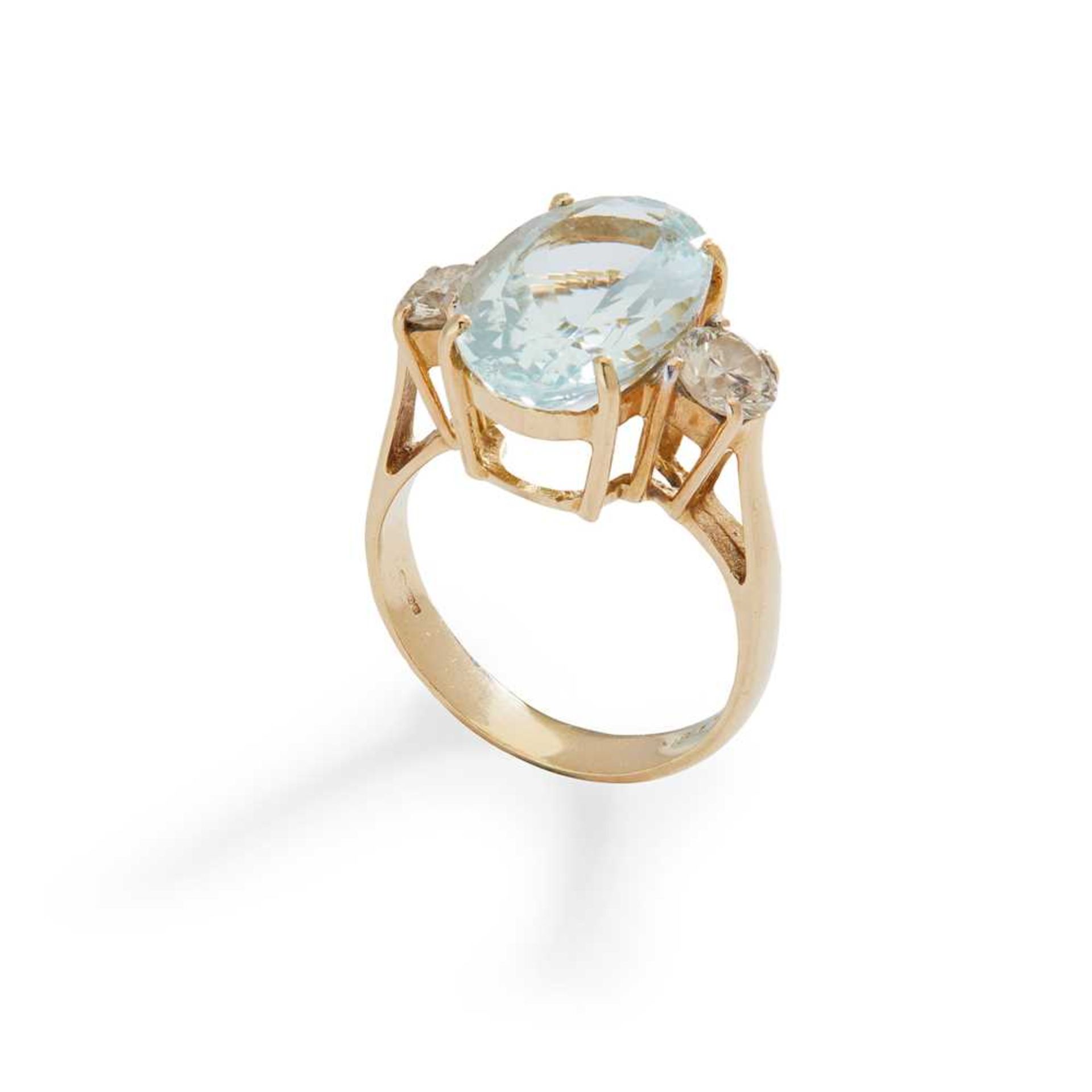 An aquamarine and diamond ring