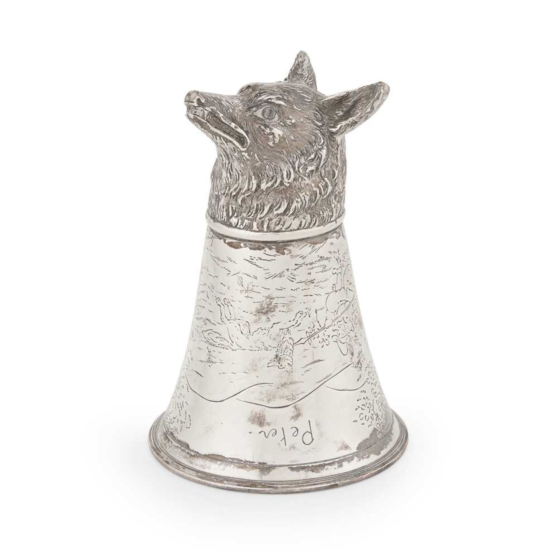 A 1920s wolf head stirrup cup - Image 4 of 4