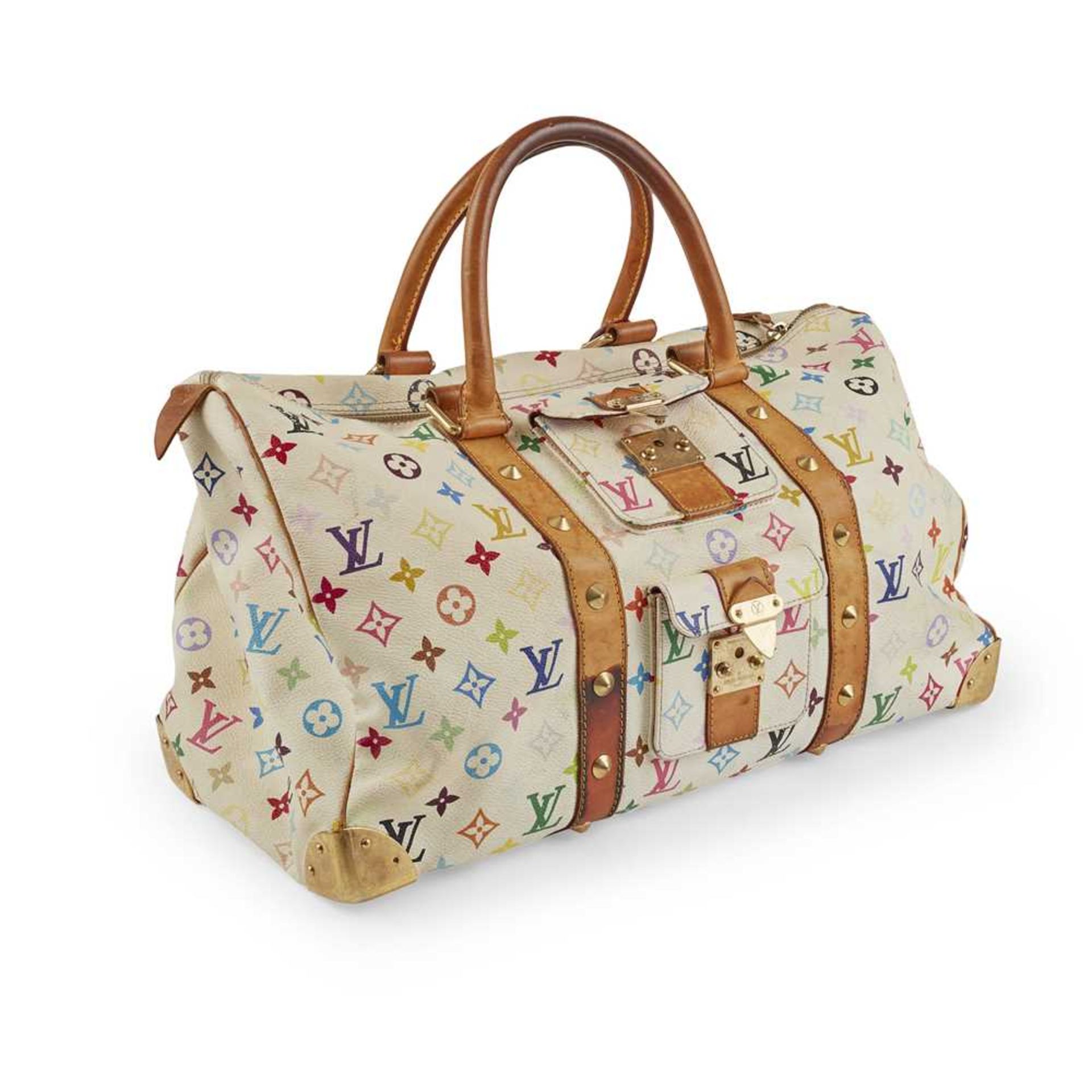 A white Murakami Keepall 45 travel bag, Louis Vuitton