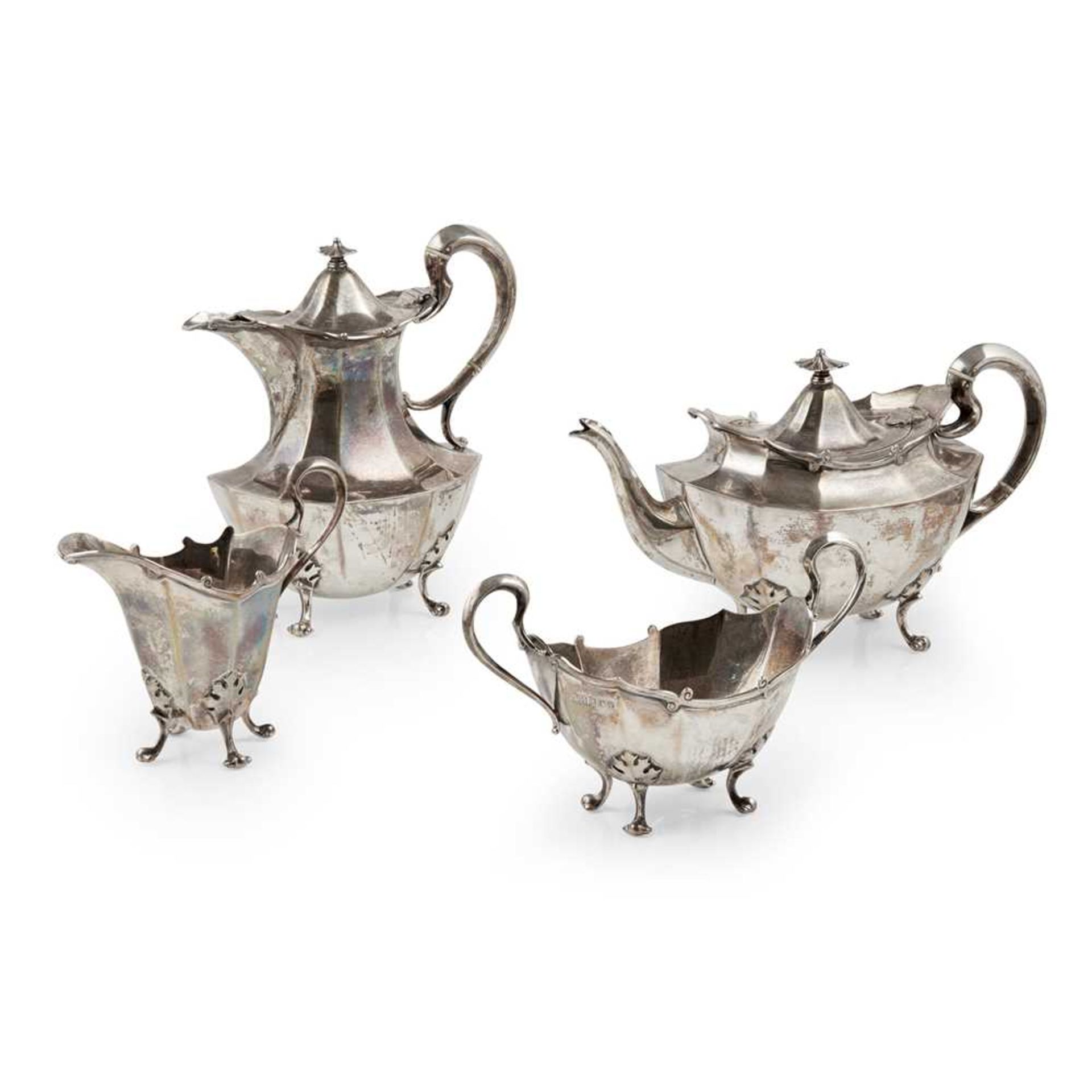 An early 20th century four piece tea service