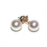 A pair of cultured pearl earrings