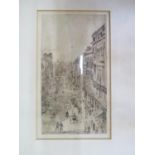 James McNeill Whistler (1834 - 1903) St James's Street etching and drypoint Butterfly monogram