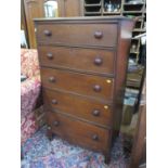 A Victorian mahogany chest of drawers, with five long graduated drawers on bracket feet, 77 cm wide,