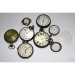 A collection of eight pocket watches and watch faces (8)