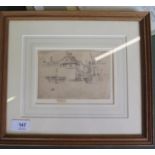 James McNeill Whistler (1834 - 1903) The Temple etching, Kennedy No. 234 signed with butterfly