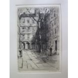 Hilda E. Bonsey Fountain Court etching signed in pencil and numbered 36/100 21 x 14 cm, mounted only