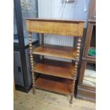 A Victorian mahogany whatnot, the top with frieze drawer over three tiers on bobbin turned supports,