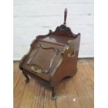 An Edwardian French style coal box, with sloping panelled front and cabriole legs