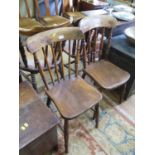 A turned ash carver chair, and three similar turned wood and elm chairs (4)