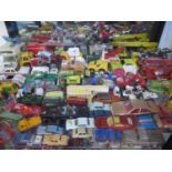 Diecast vehicles by various makers including Dinky 108 Sam's Car, Corgi Batmobile, Hubley Ford