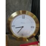 A Tiffany & Co table clock, with heavy brass frame, quartz movement, 16 cm high