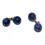 A pair of sapphire and platinum gentleman's cufflinks