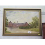 Ruth Greene The Stables at Osterley Park oil on board signed (dated 1983 on the reverse) 40 x 60 cm