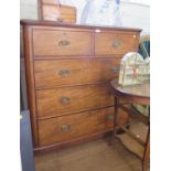 A late 19th century mahogany chest of drawers, with two short and three long graduated drawers on