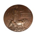 A World War I bronze Memorial plaque, for Simeon Sidaway (39540 Private in 15th Durham Light