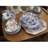 Various Ironstone dinner wares, including Chinese design meat plates and dinner plates, other dinner