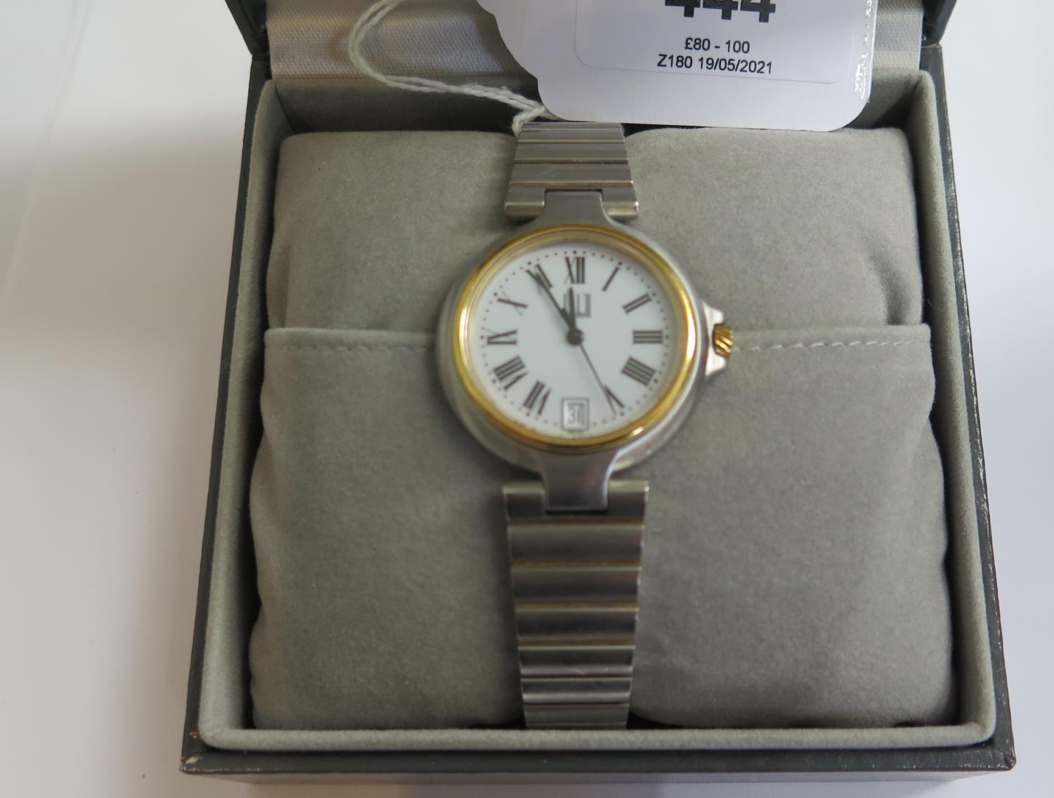 A gentleman's Dunhill bi-metal quartz wristwatch, cased