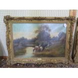 D. Varley Horse and cart in a river, and another similar - a pair oil on canvas signed 50 x 75 cm (