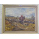 Maybeth MacFarlane The Hunt in Full Flight oil on canvas signed and dated '77 34 x 44 cm