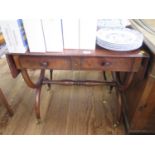 A 19th century continental style sofa table, with two frieze drawers on X-frame supports, joined