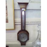 An Edwardian inlaid mahogany barometer, with thermometer and silvered dial, 68 cm high