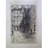 Hilda E. Bonsey Fountain Court etching signed in pencil and numbered 36/100 21 x 14 cm, mounted only