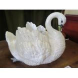 Large pottery figure of a swan, made in Italy for Charfonte St Giles Inc., 30 cm high
