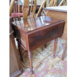 A mid 19th century Anglo-Italian mahogany Pembroke table, the rectangular top over two frieze