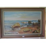 Merol Skelton Bay of Shaldon - near Teignmouth, Devon oil on canvas signed, label on the reverse