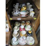A collection of cabinet cups and saucers, including Royal Copenhagen, Crown Devon, Paragon,